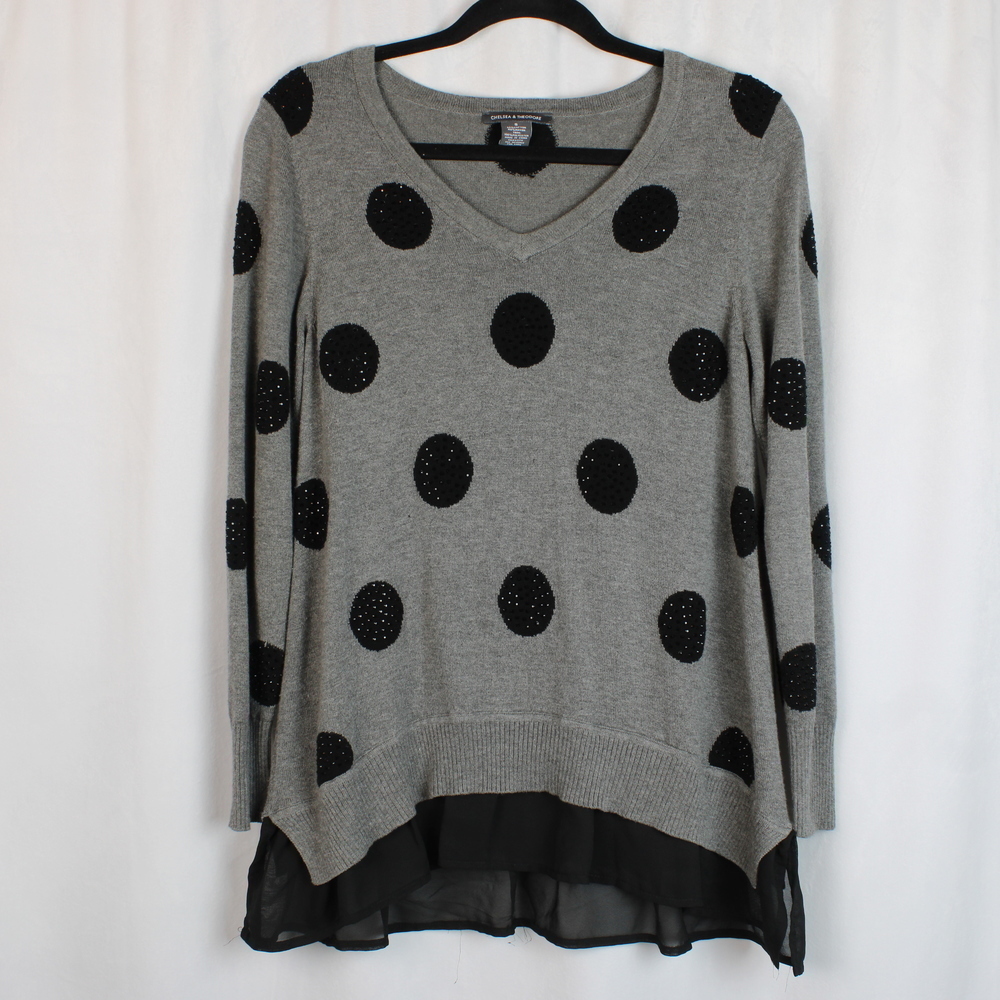 Chelsea & Theodore Embellished Polka Dot Sweater
